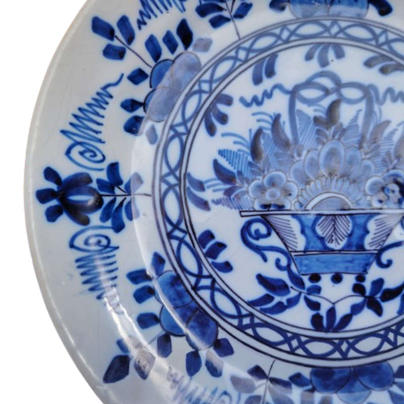 c.18th Hand Painted Blue and White Delft Wall Plate