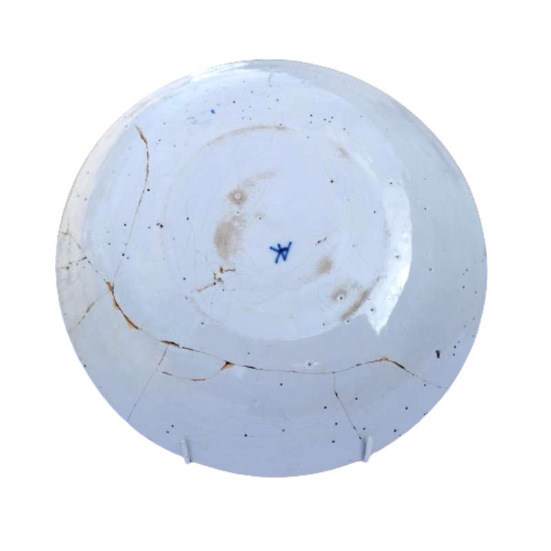 c.18th Hand Painted Blue and White Delft Wall Plate