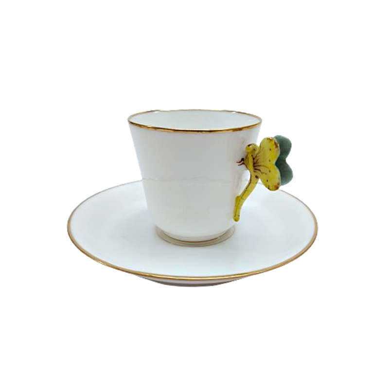 Art Nouveau Dragonfly Handle Demitasse Duo 1900s