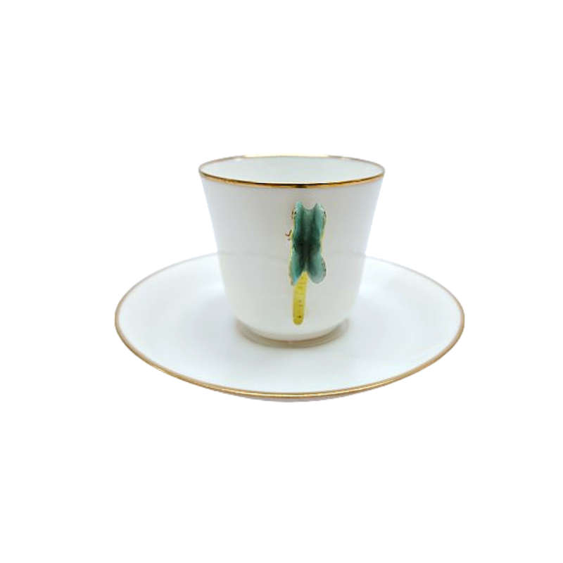 Art Nouveau Dragonfly Handle Demitasse Duo 1900s