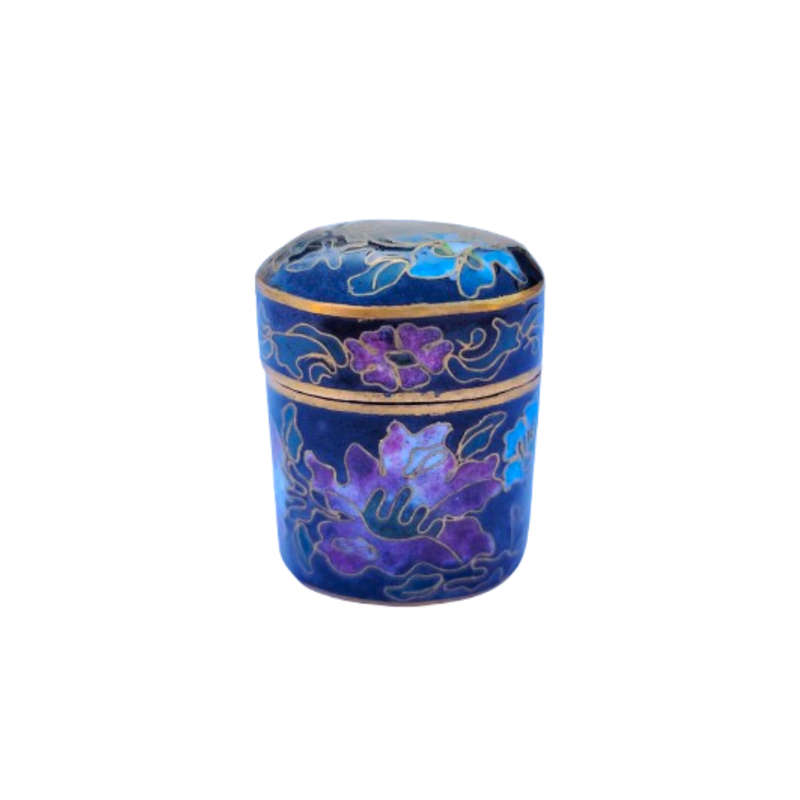 Chinese Cloisonné Lidded Pot Pretty Enameled Flowers