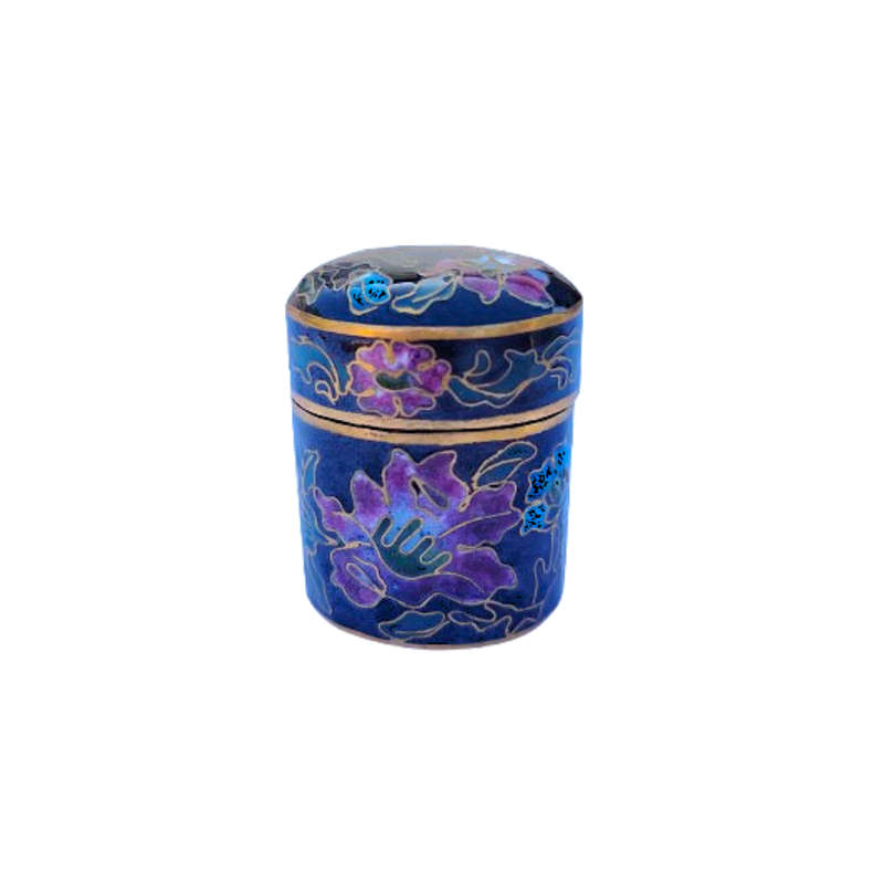 Chinese Cloisonné Lidded Pot Pretty Enameled Flowers