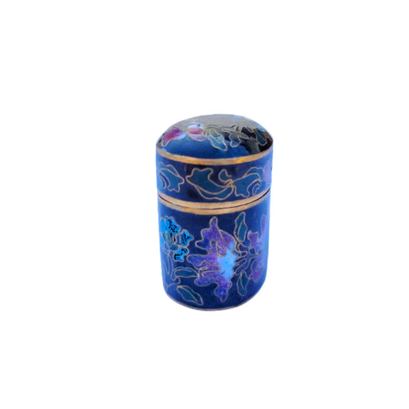 Chinese Cloisonné Lidded Pot Pretty Enameled Flowers