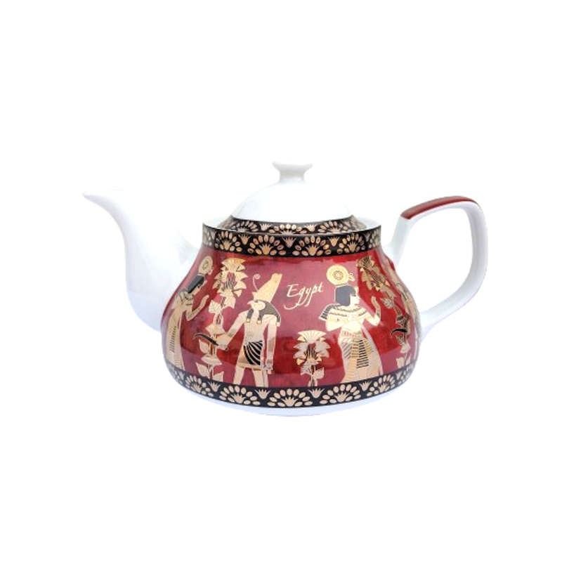 Fathi Mahmoud Limoges Red Black and Gold Porcelain Tea Pot