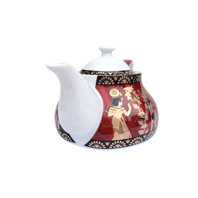 Fathi Mahmoud Limoges Red Black and Gold Porcelain Tea Pot