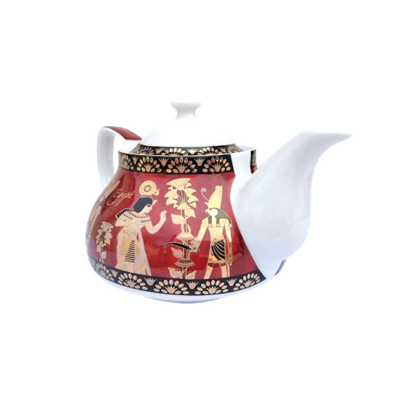 Fathi Mahmoud Limoges Red Black and Gold Porcelain Tea Pot