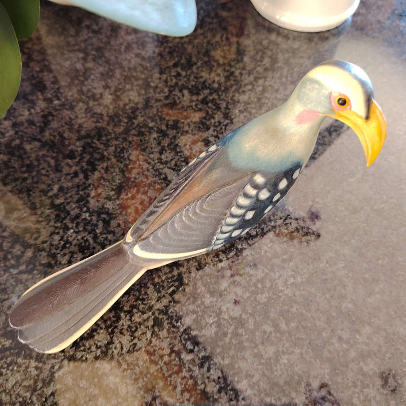 Feathers of Knysna Friends hand painted Yellow Billed Hornbill