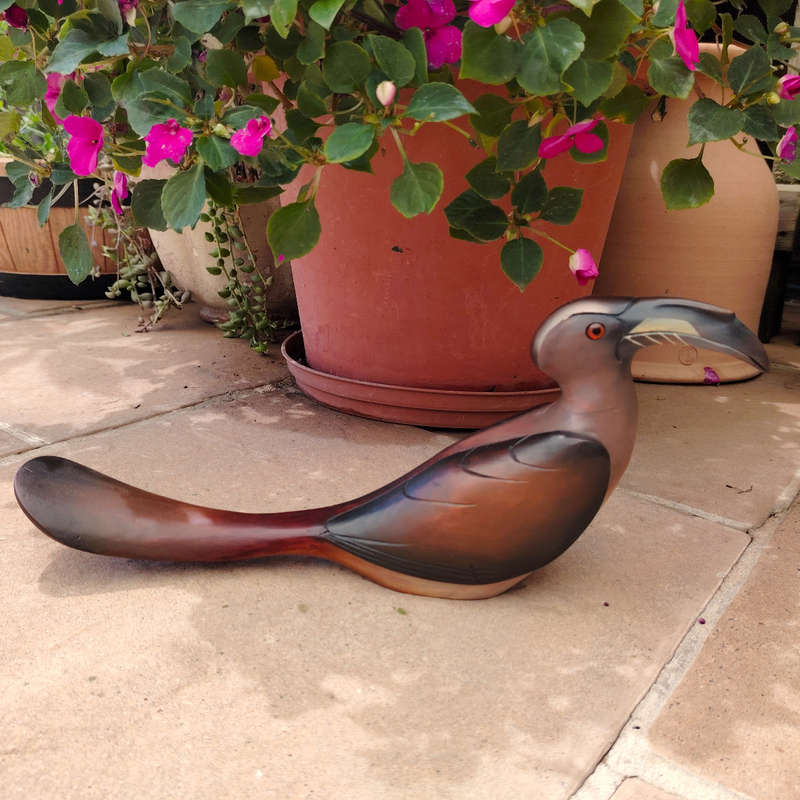 Feathers of Knysna carved and hand painted Female Grey Hornbill Ltd Bird