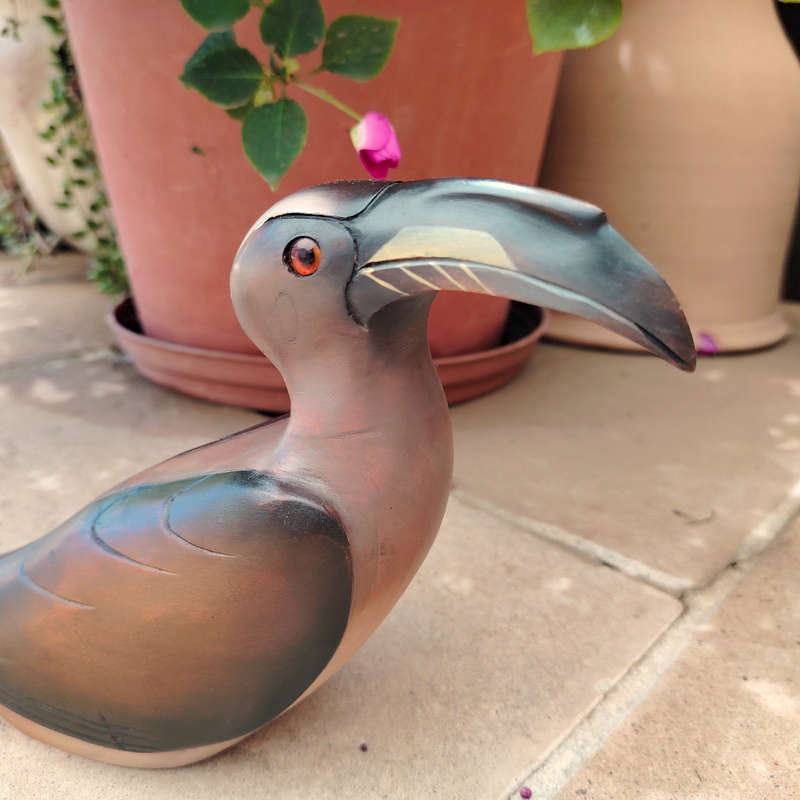 Feathers of Knysna carved and hand painted Female Grey Hornbill Ltd Bird