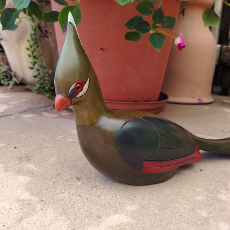 Feathers of Knysna carved and hand painted Female Knysna Lourie Ltd Bird