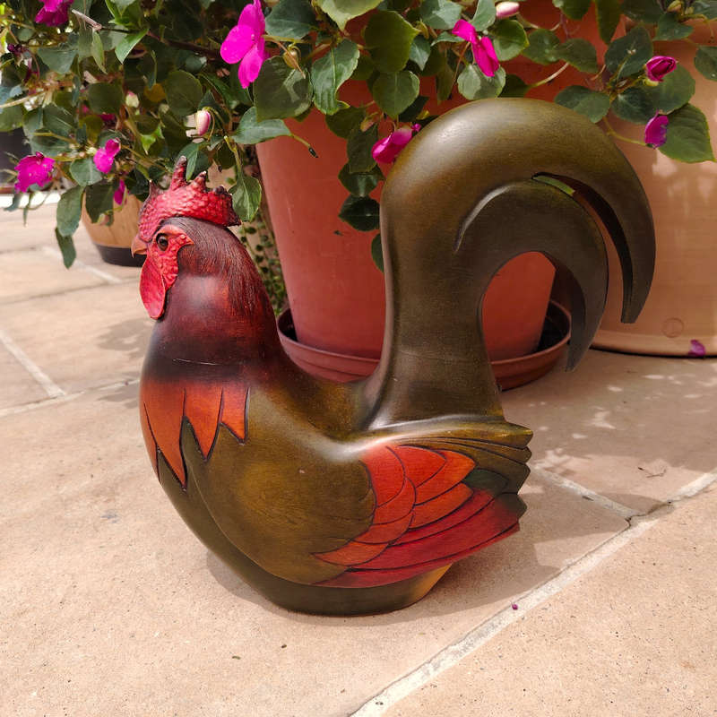 Feathers of Knysna carved and hand painted Male Rooster Ltd Bird