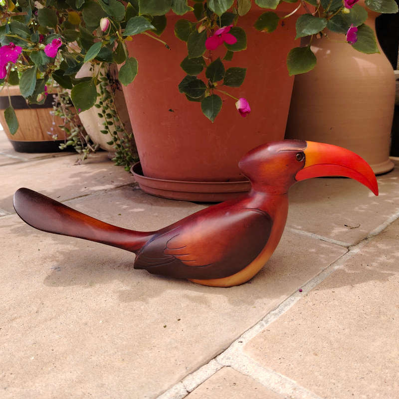 Feathers of Knysna carved and hand painted Male Hornbill Ltd Bird