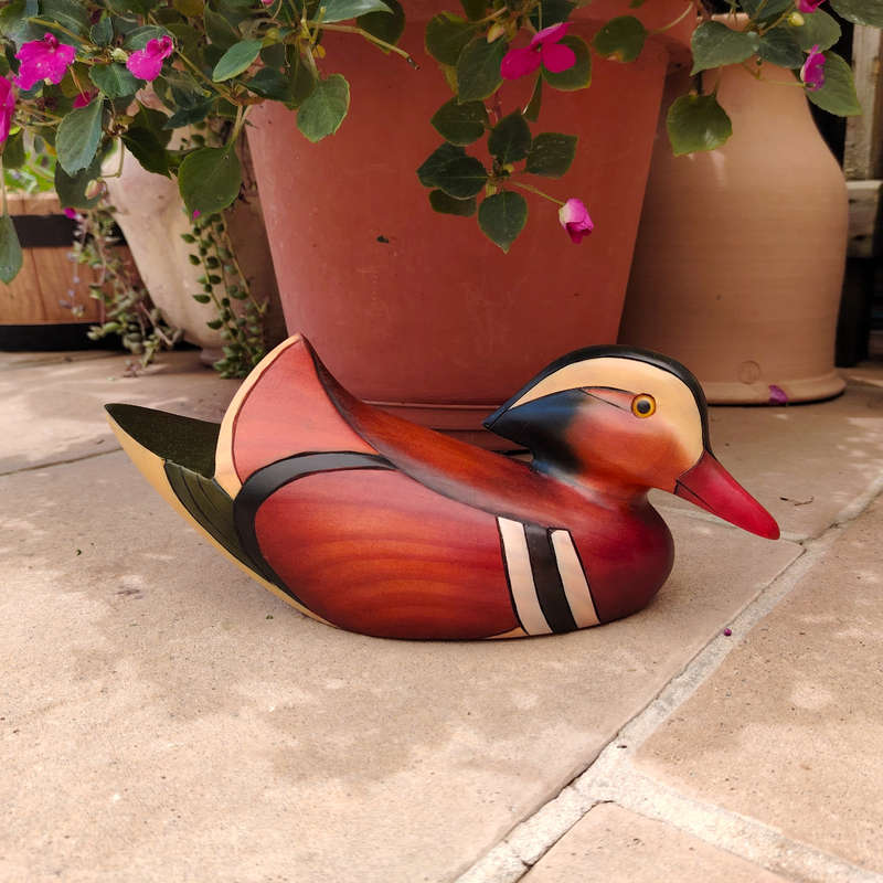 Feathers of Knysna carved and hand painted Female Mandarin Duck Ltd Bird
