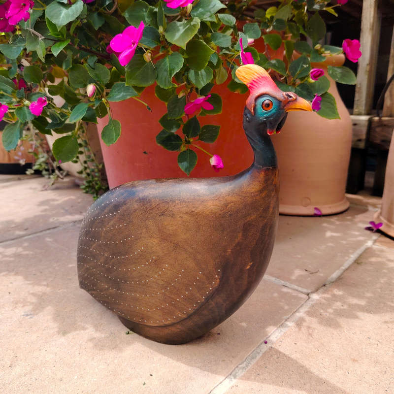 Feathers of Knysna carved and hand painted Male Guinea Fowl Ltd Bird