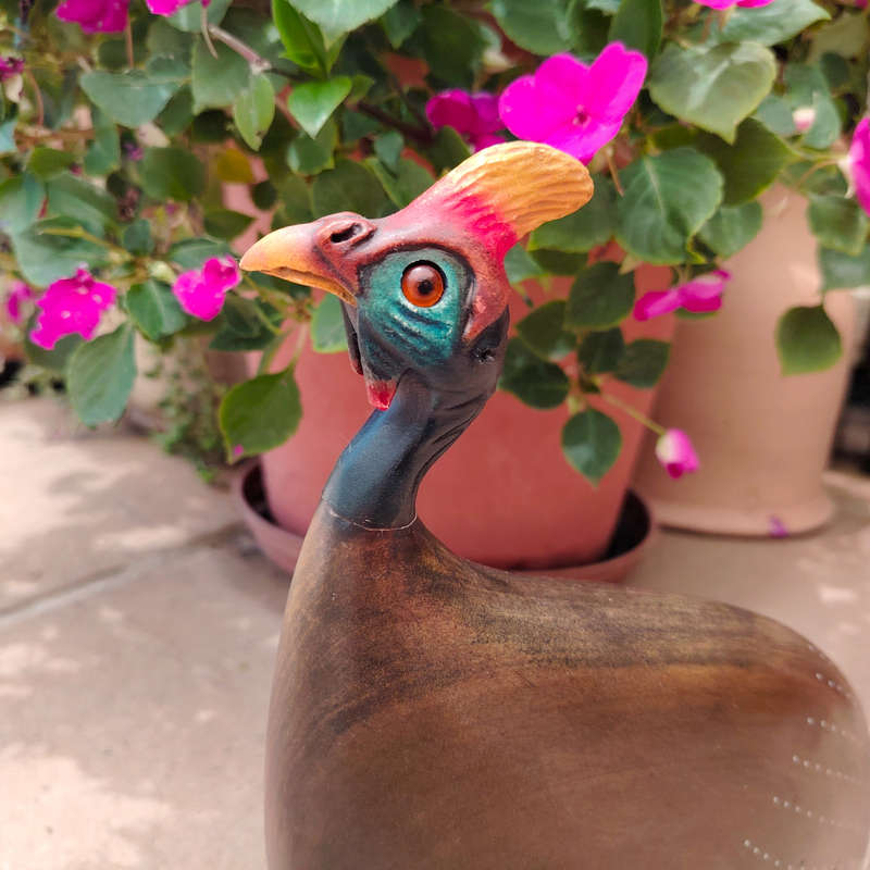 Feathers of Knysna carved and hand painted Male Guinea Fowl Ltd Bird