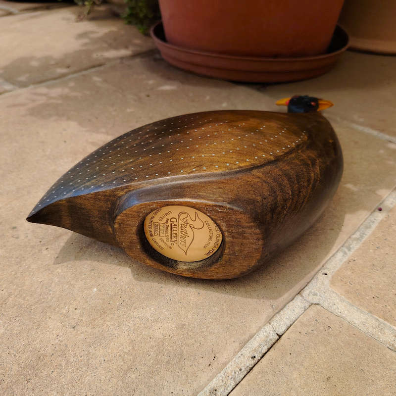 Feathers of Knysna carved and hand painted Male Guinea Fowl Ltd Bird