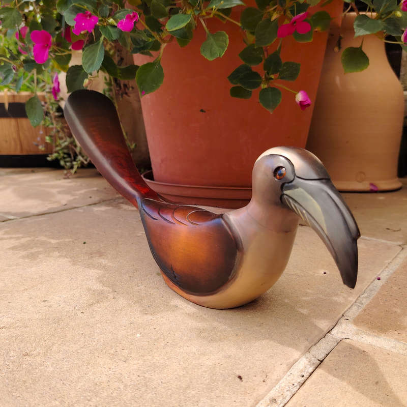 Feathers of Knysna carved and hand painted Female Grey Hornbill Ltd Bird
