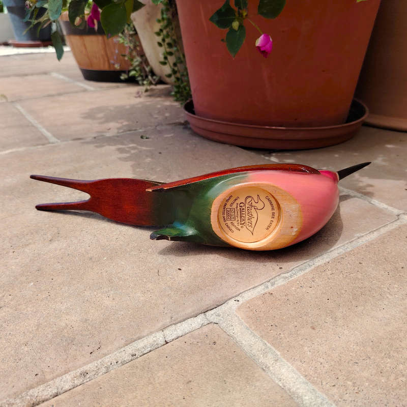 Feathers of Knysna carved and hand painted Male Carmine Bee Eater Ltd Bird