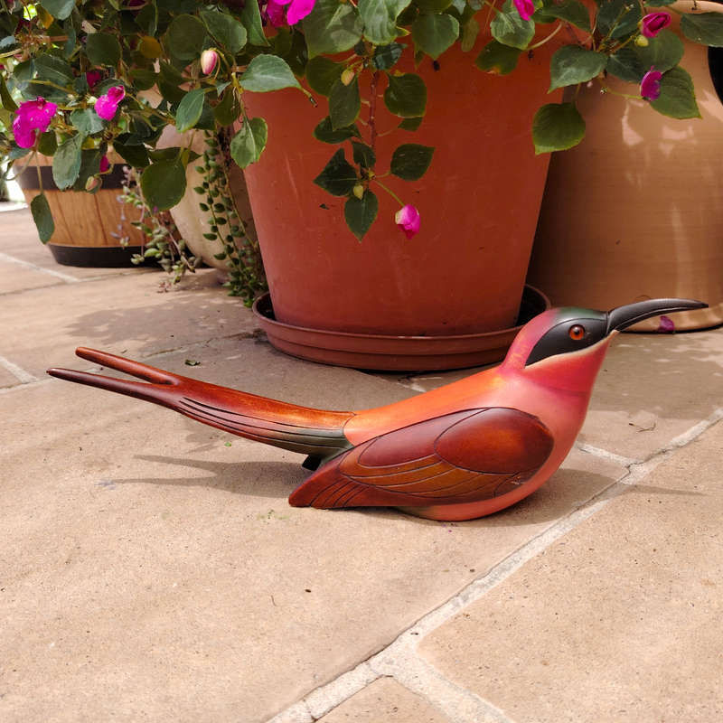 Feathers of Knysna carved and hand painted Male Carmine Bee Eater Ltd Bird