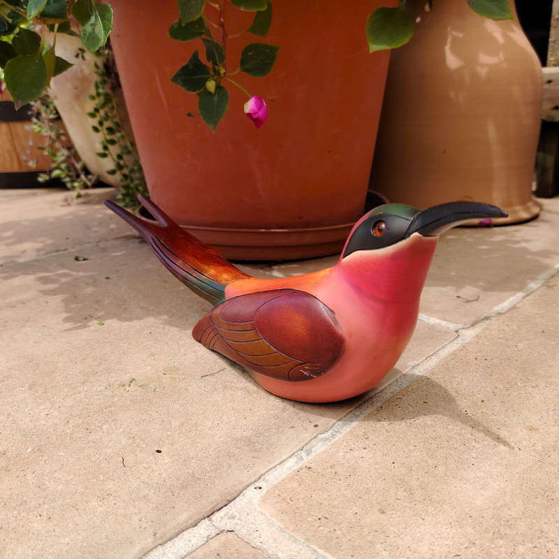 Feathers of Knysna carved and hand painted Male Carmine Bee Eater Ltd Bird