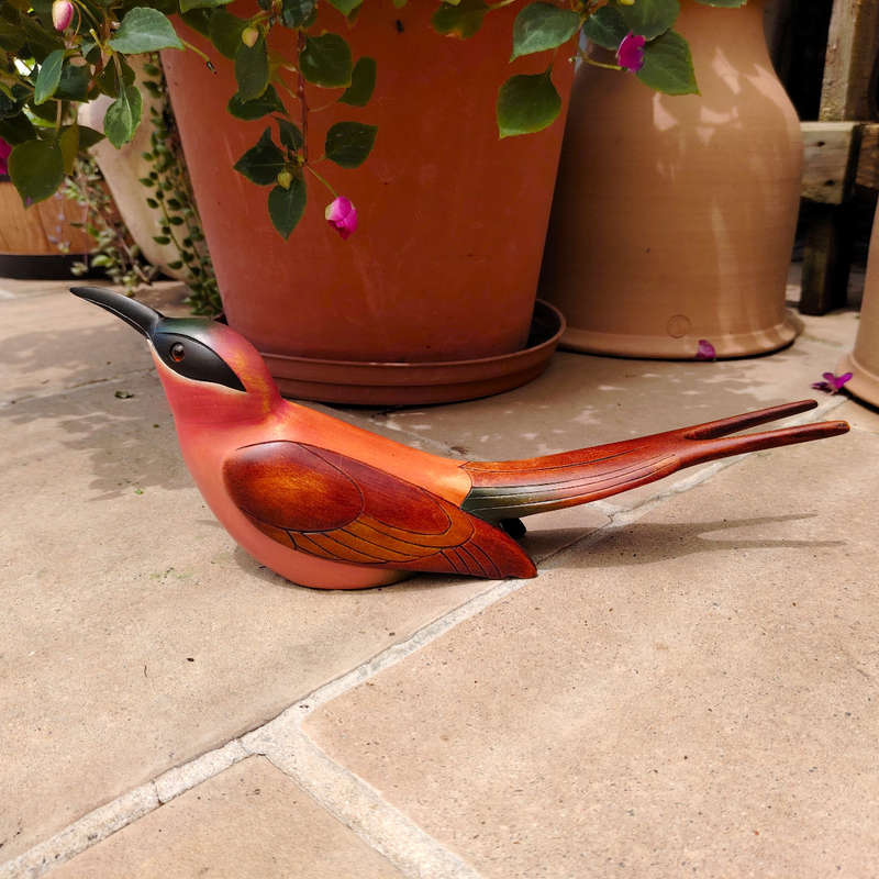 Feathers of Knysna carved and hand painted Male Carmine Bee Eater Ltd Bird