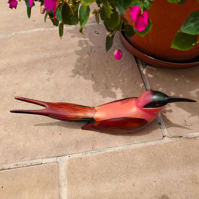 Feathers of Knysna carved and hand painted Male Carmine Bee Eater Ltd Bird