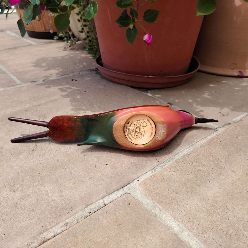 Feathers of Knysna carved and hand painted Female Carmine Bee Eater Ltd Bird