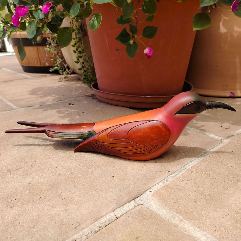 Feathers of Knysna carved and hand painted Female Carmine Bee Eater Ltd Bird