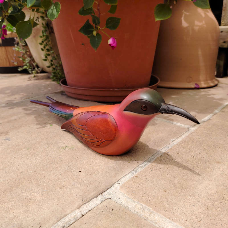Feathers of Knysna carved and hand painted Female Carmine Bee Eater Ltd Bird