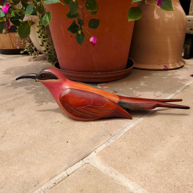 Feathers of Knysna carved and hand painted Female Carmine Bee Eater Ltd Bird
