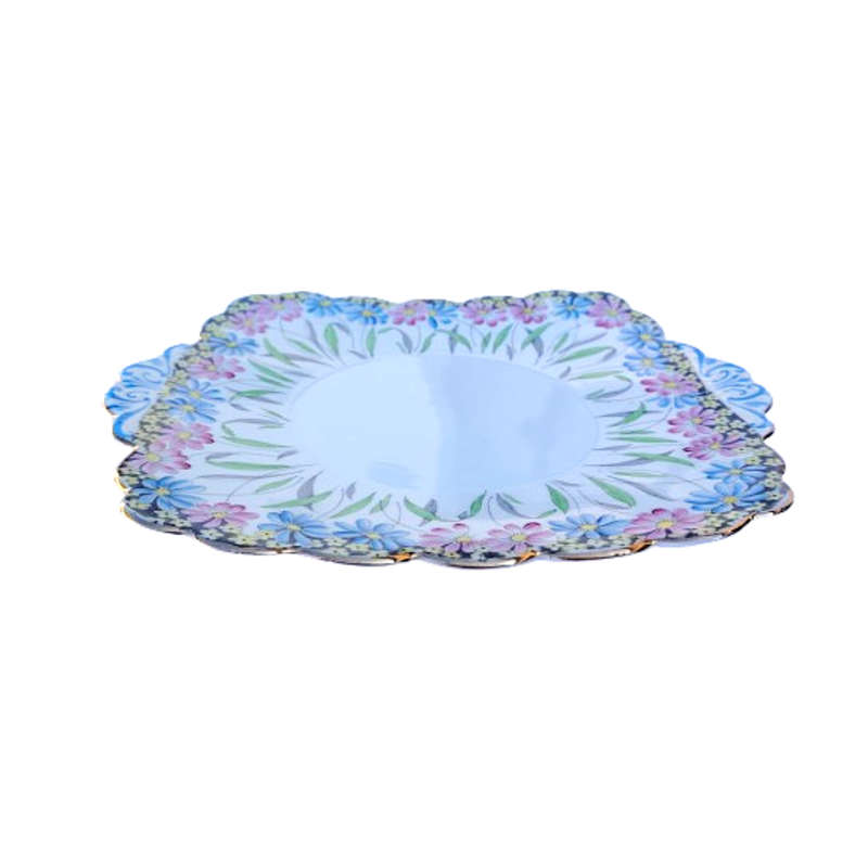 Foley Fine Bone China Pink Blue Cake Plate