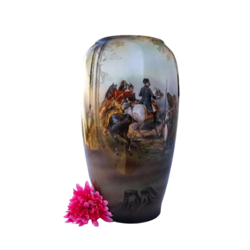 Friedricht Vase with a continuous scene of Napoleon on horseback surrounded by his Troops
