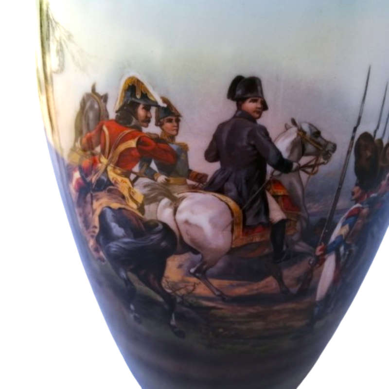 Friedricht Vase with a continuous scene of Napoleon on horseback surrounded by his Troops