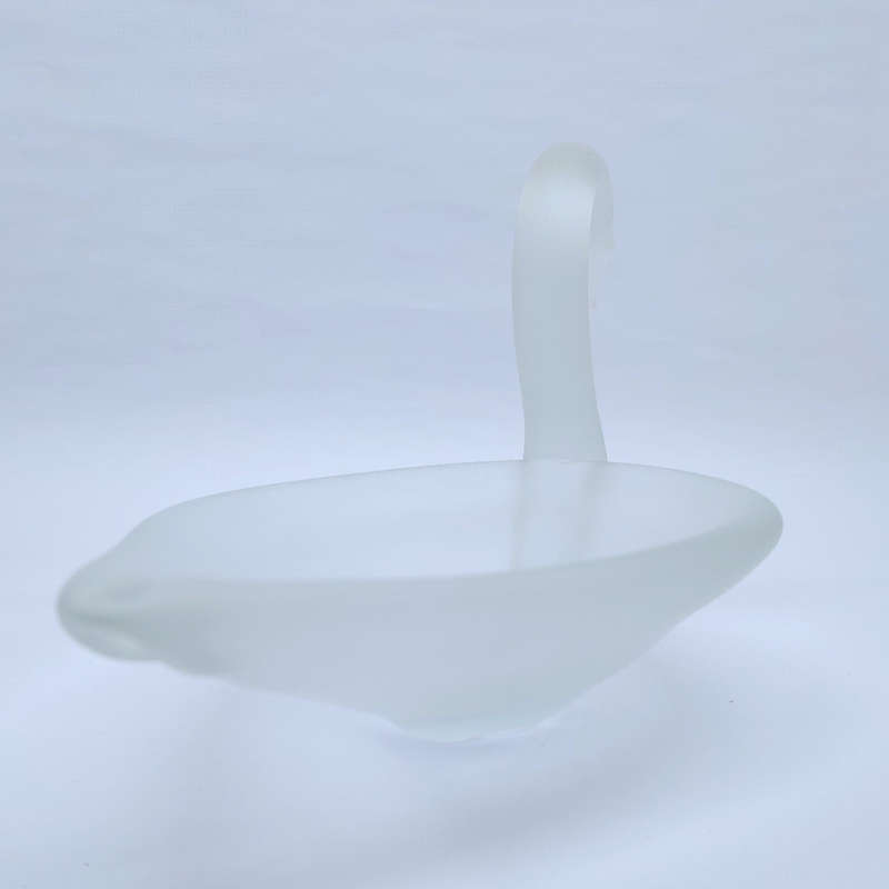 Vintage Hand Blown Frosted Glass Swan Dish