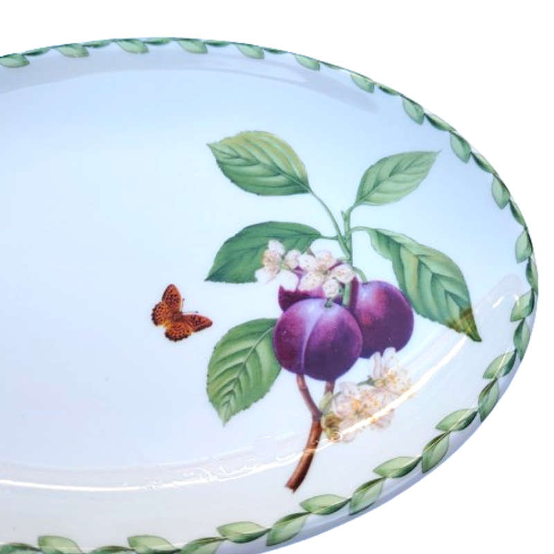 Fruits and Flowers Royal Bone China Sauce Boat on Plate