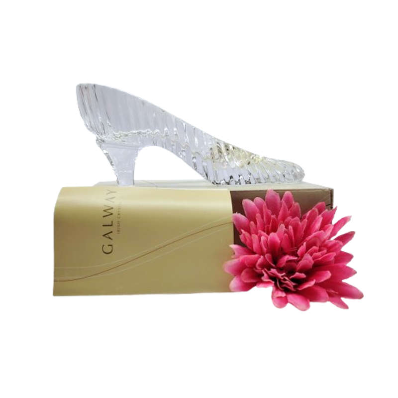 Large Galway Irish Lead Crystal Cut Glass Cinderella Slipper Shoe