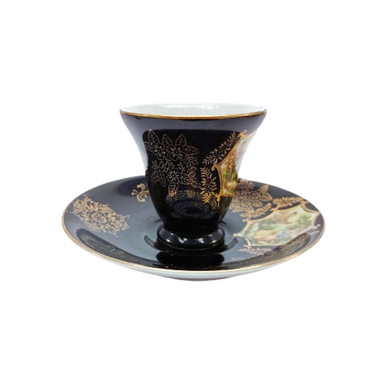 Love Story artwork Demitasse Black and Gold Cup and saucer