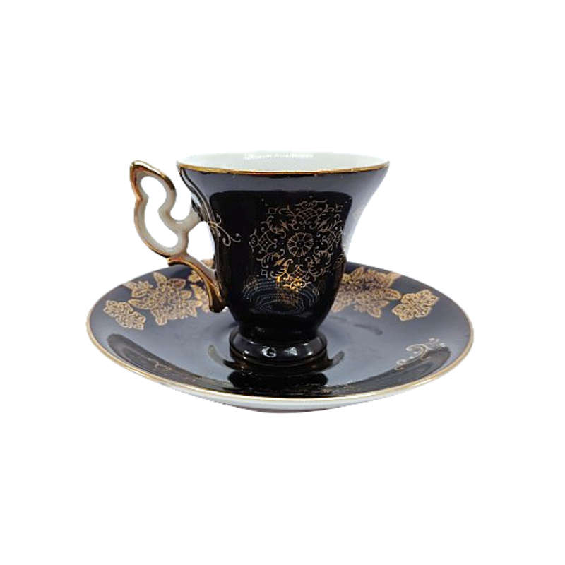 Love Story artwork Demitasse Black and Gold Cup and saucer