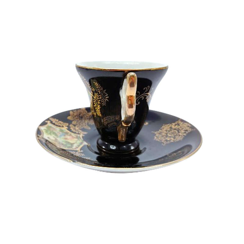 Love Story artwork Demitasse Black and Gold Cup and saucer