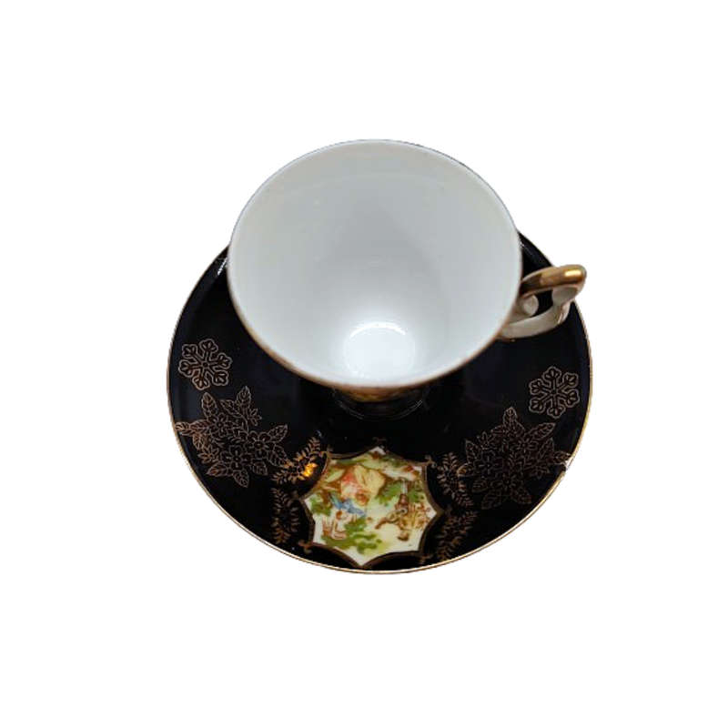 Love Story artwork Demitasse Black and Gold Cup and saucer