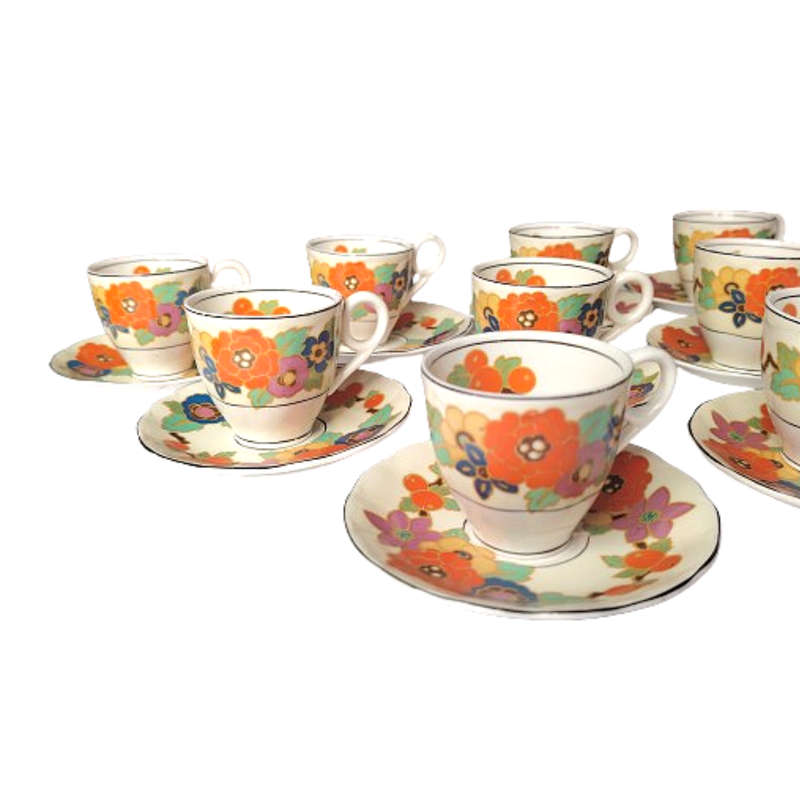 Grindley Fine Bone China 9 x Duo's Orange Flower Decoration