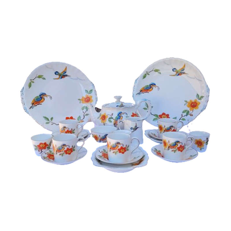 Rare Grindley England 1940s Kingfisher Hand-Painted 21-piece