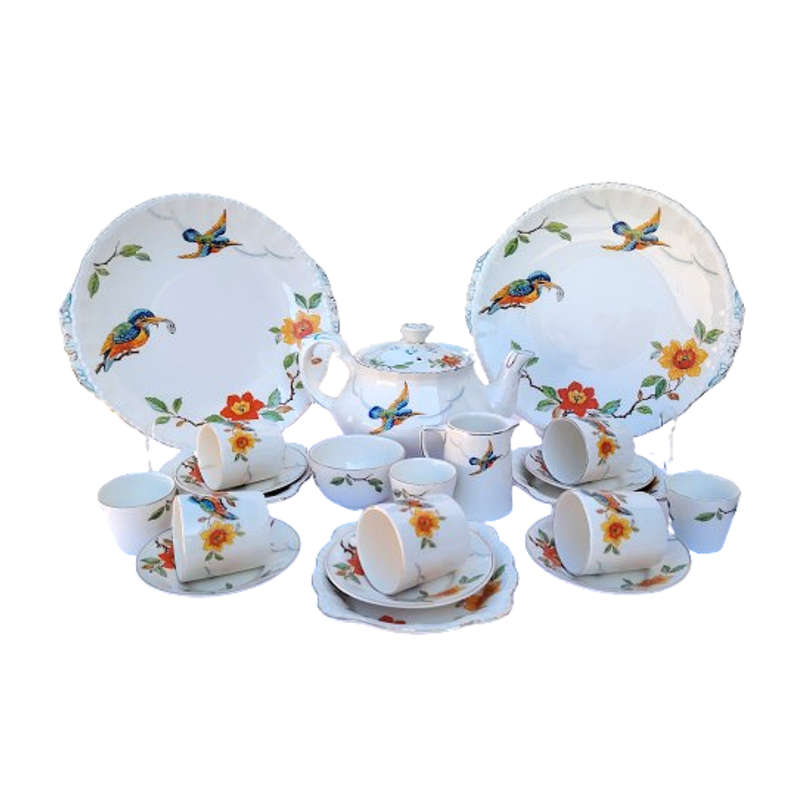 Rare Grindley England 1940s Kingfisher Hand-Painted 21-piece