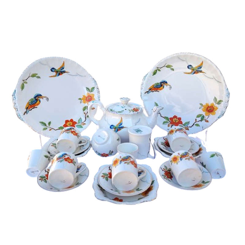 Rare Grindley England 1940s Kingfisher Hand-Painted 21-piece
