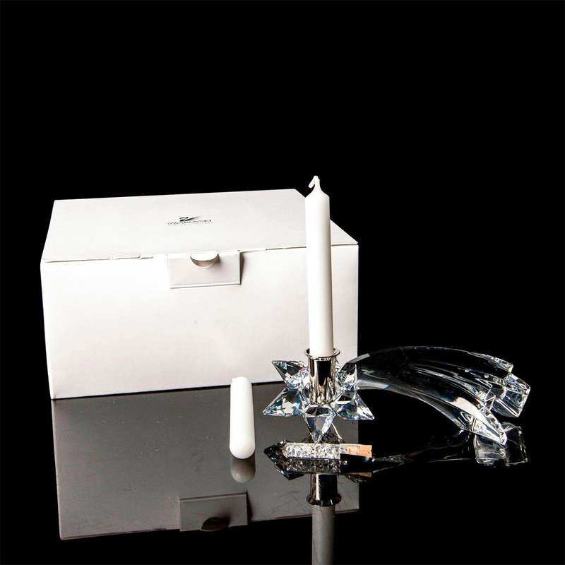 Swarovski Silver Crystal Christmas `Shooting Star` Candle Holder Retired 2004