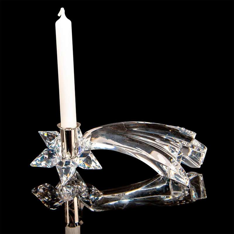 Swarovski Silver Crystal Christmas `Shooting Star` Candle Holder Retired 2004