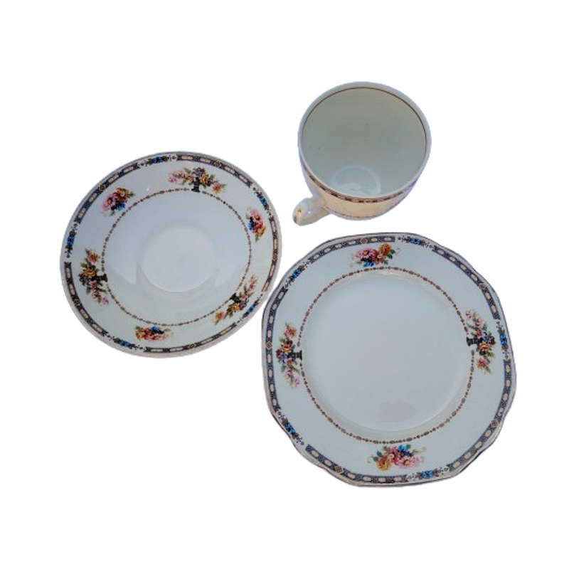 NH Grindley Winds of Ivory England Cup and Saucer Trio