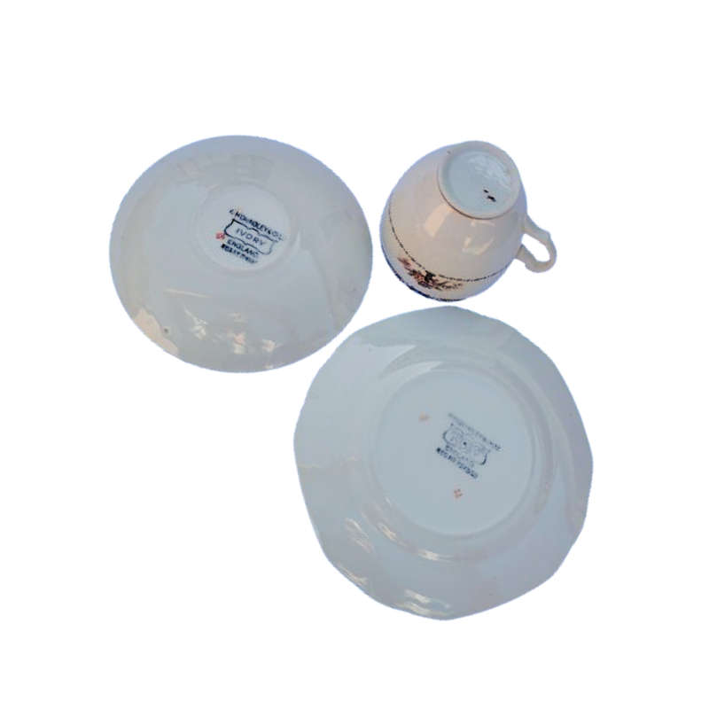 NH Grindley Winds of Ivory England Cup and Saucer Trio
