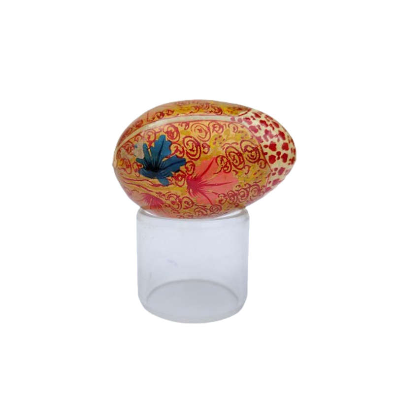 Vintage Hand Painted Flowers Egg on clear Stand
