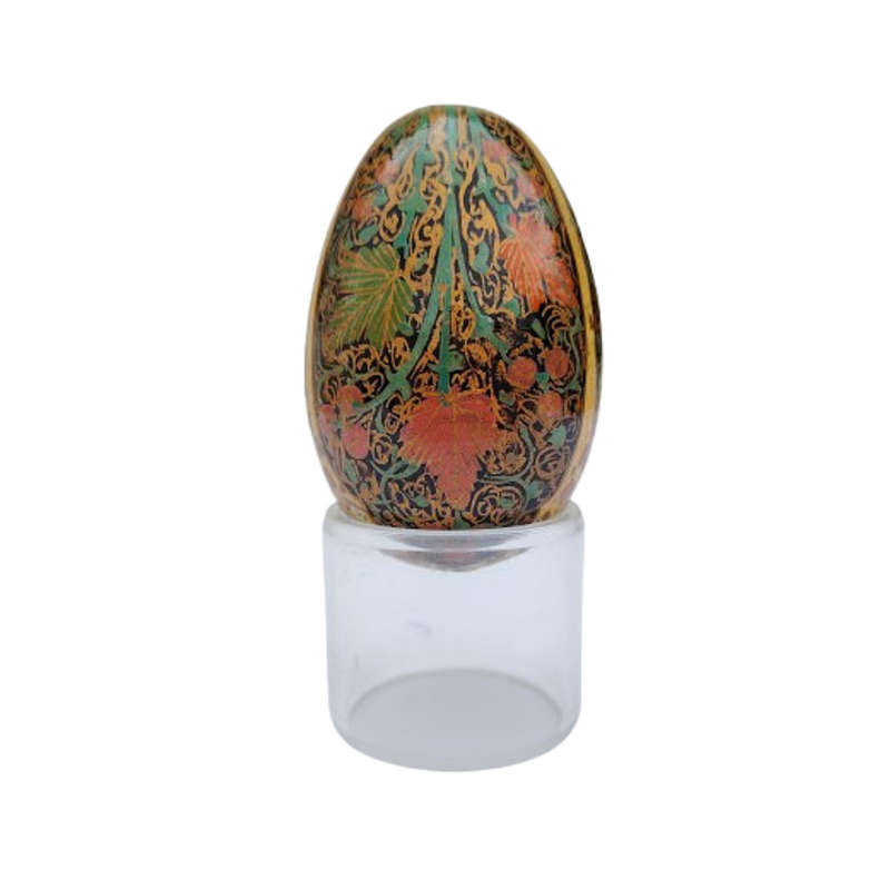 Vintage Hand Painted Flowers Egg on clear Stand